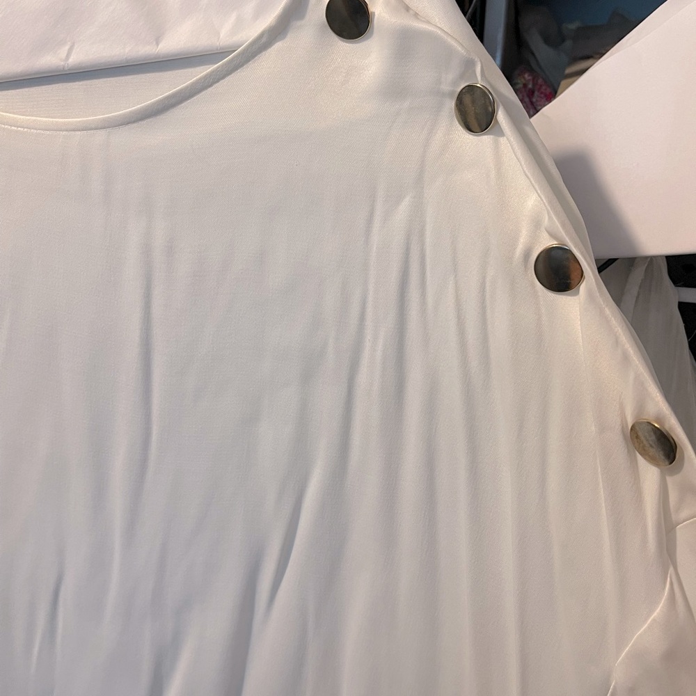 Zara top white with gold buttons
